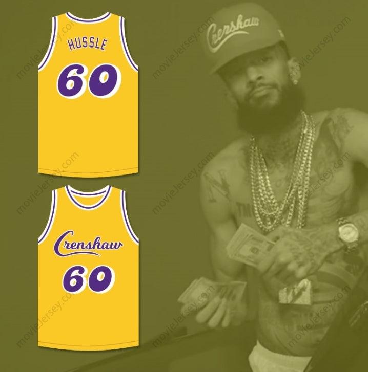 CUSTOM ANY Name Number NIPSEY HUSSLE 60 CRENSHAW YELLOW BASKETBALL JERSEY 2 Top Stitched S-6XL
