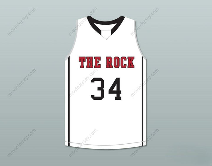 CUSTOM ANY Name Number JOEL EMBIID 34 THE ROCK HIGH SCHOOL WHITE BASKETBALL JERSEY 2 Top Stitched S-6XL