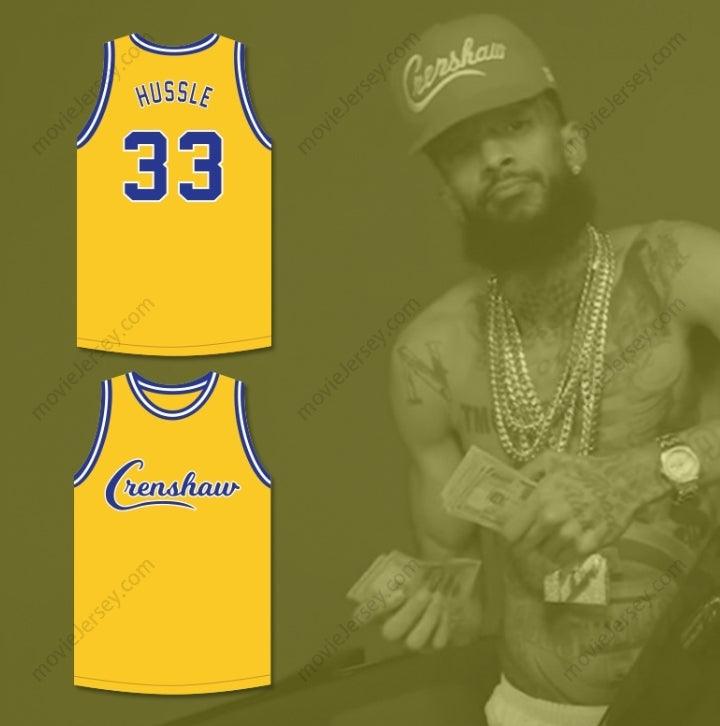 CUSTOM ANY Name Number NIPSEY HUSSLE 33 CRENSHAW YELLOW BASKETBALL JERSEY Top Stitched S-6XL