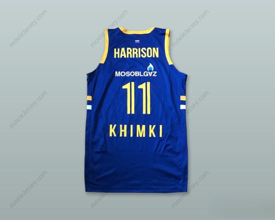 CUSTOM ANY Name Number ANDREW HARRISON 11 BC KHIMKI MOSCOW RUSSIA BLUE BASKETBALL JERSEY Top Stitched S-6XL