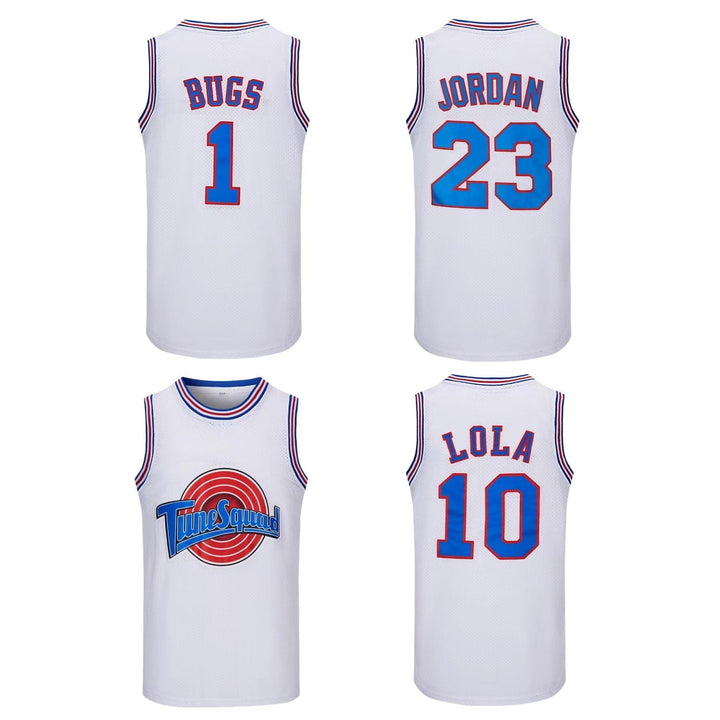 Space Jam Tune Squad Bugs 1 Lola 10 Michael Jordan 23 TAZ ! Tweety Bird 1/3Basketball Jersey Top Stitched S-3XL