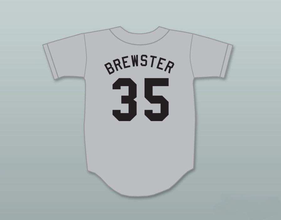 Custom Any Name Number MONTY BREWSTER 35   GRAY BASEBALL JERSEY BREWSTER'S MILLIONS Top Stitched S-6XL